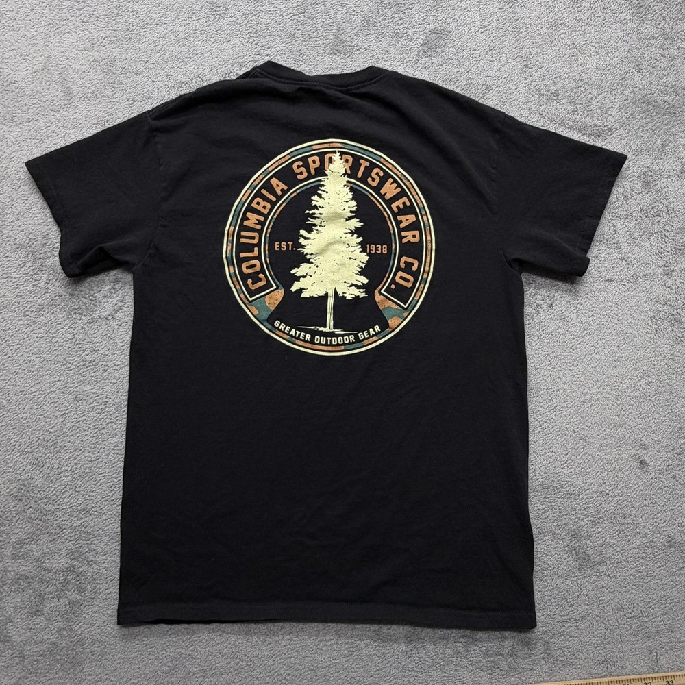Columbia Sportswear Shirt Mens Medium Black Tree Back Graphic Short‎ Sleeve Tee